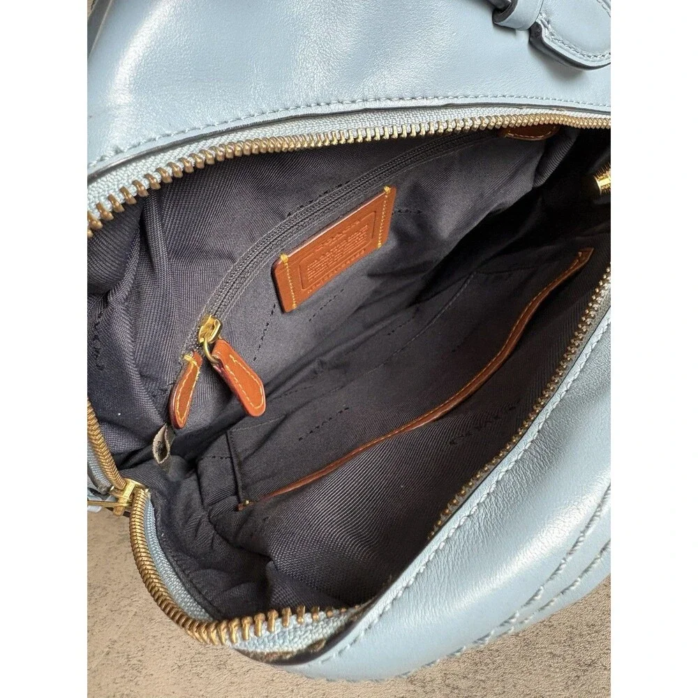 Authentic Coach Tea Rose 54068 bag Rucksack Denim Indigo Mini Leather Backpack
